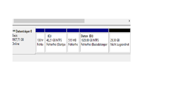 Wie kann ich die Partition C erweitern mit nicht zugeordneten Speicher der aber nicht...