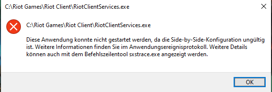 League of legends startet nicht, side by side konfiguaration?