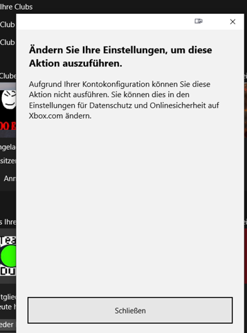 Xbox-Datenschutzeinstellung / Windows 10?