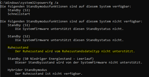 Windows 10 Ruhezustand auf nicht unterstützdem PC?