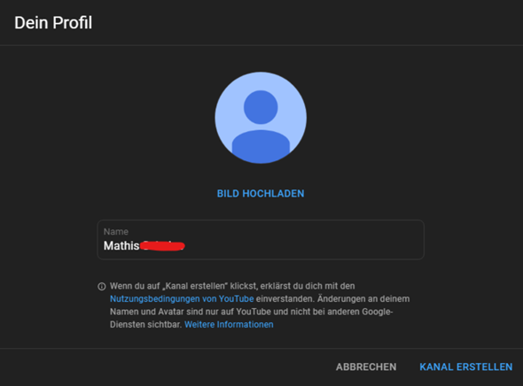 Warum kann ich nicht zwischen einen normalen YouTube Account und einen Brand Konto entscheiden?