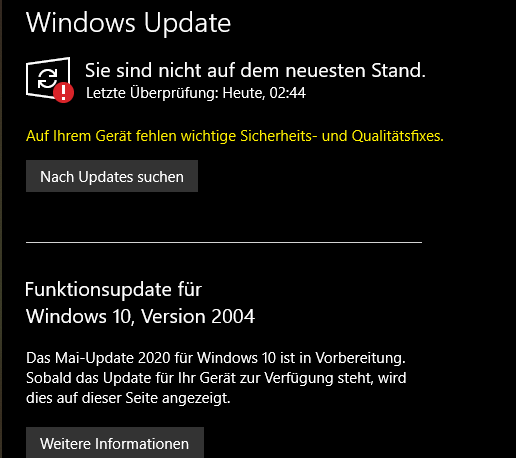Windows 10 update geht nicht?