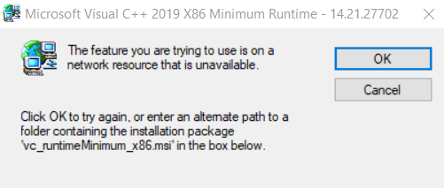Microsoft Visual C++ 2019 Installationsfehler?