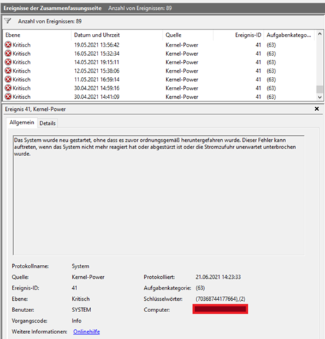 Kernel Power 41 (63) Windows 10 Fehler?