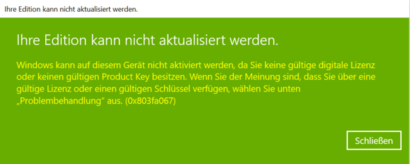 Warum kann ich von Windows 10 Home nicht auf Pro upgraden?