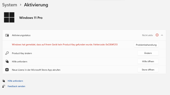 Windows 11 Aktivierung?