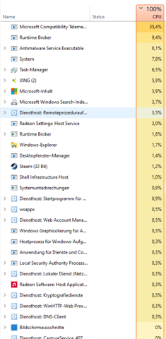 Extreme CPU Auslastung im Idle (Win10) , beheben?