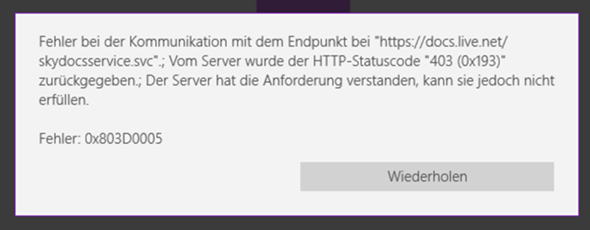 Wie behebe ich den OneNote Windows 10 App Fehler 0X803D0005?