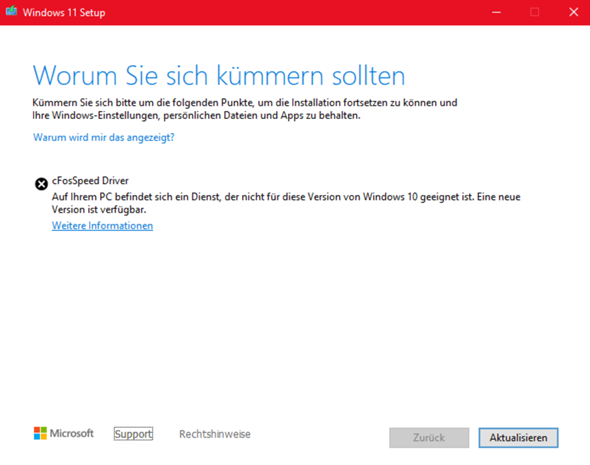 Was tun (Windows 11 Update)?