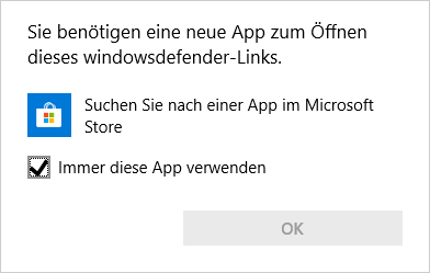 Sie benötigen eine neue App zum Öffnen... Bug?