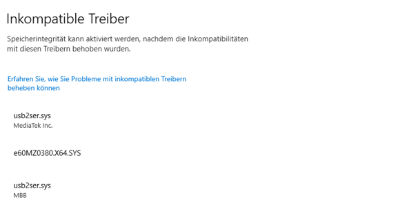 Inkompatible Treiber?
