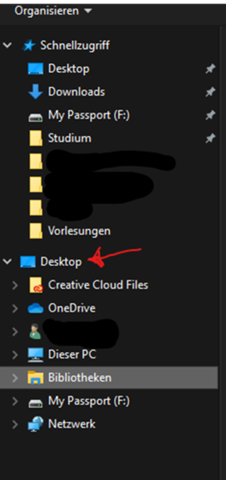 Windows explorer Problem: gesamtes Verzeichnis in Desktop!?