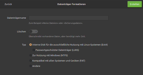 Wofür ist diese "Löschen"-Funktion unter Linux?
