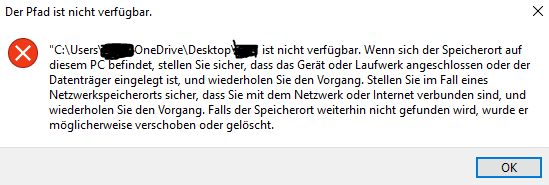 Ordner lässt sich nicht löschen weil Speicherort nicht gefunden wurde?
