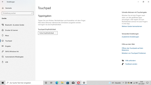 Touchpad Gesten deaktivieren Win10?