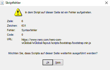 Wie deaktiviere ich Skriptfehler Meldungen?