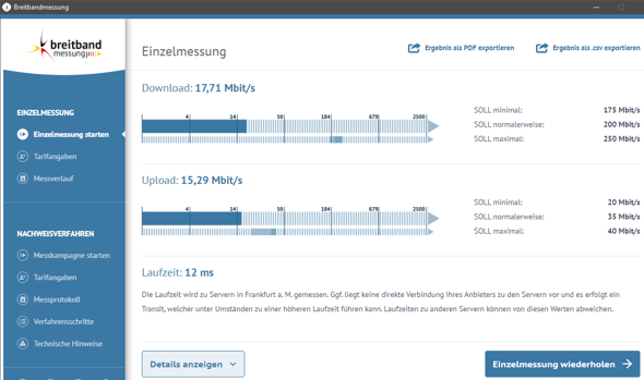 Für Spezialisten: Statt 250 Mbit/s nur 17?