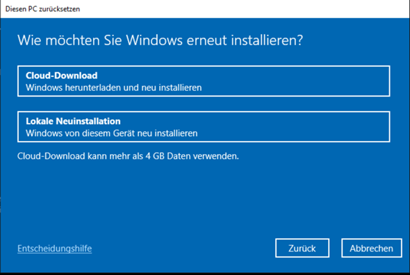 PC zurücksetzen?