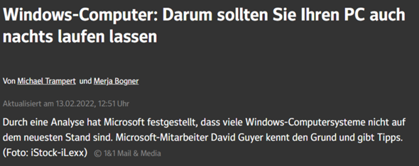 Was haltet ihr davon den PC nachts anzulassen?