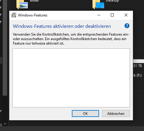 Windows-Features öffnen sich nicht?