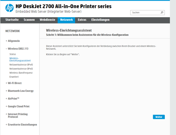 HP Wireless Einrichtungsassistent?