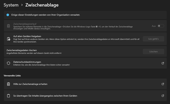 Warum lässt sich die Zwischenablage nicht mehr aktivieren?