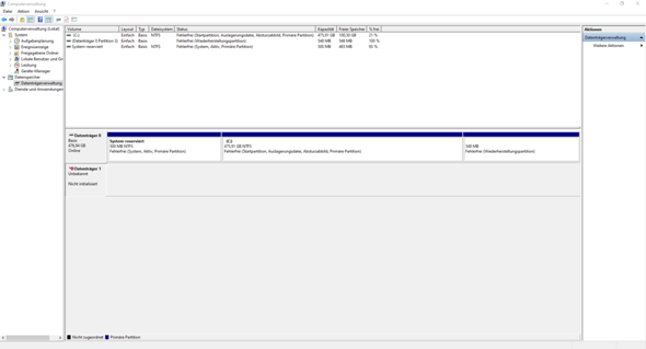 Datenträger nicht initialisiert/nicht im Explorer auffindbar?