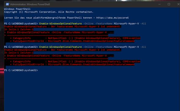 Hyper-v wird nicht angezeigt?