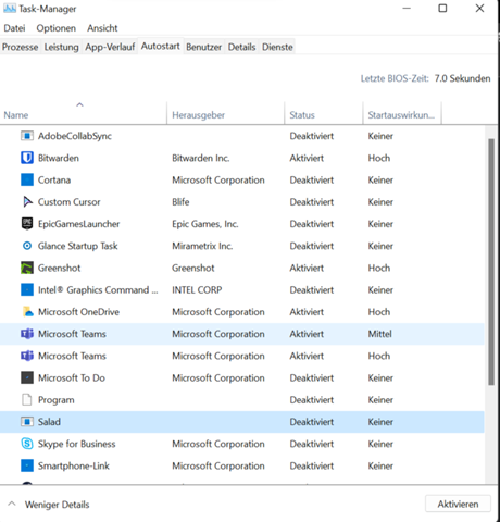 Taskmanager Einträge löschen die nicht im Ordner sind?