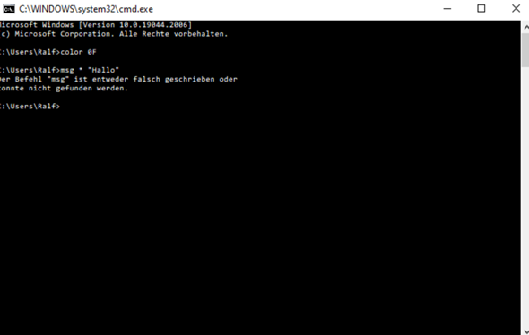 Wieso funktioniert der msg-command in cmd bei Windows 10 nicht mehr?