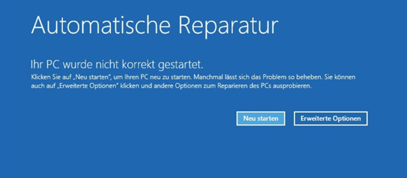 PC wurde nicht korrekt gestartet?