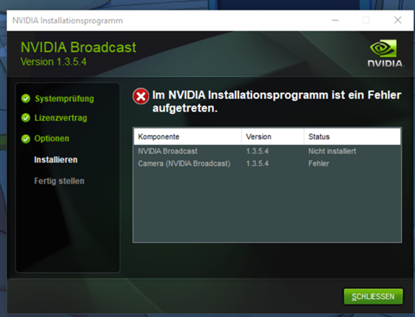 Ich kann NVIDIA Broadcast nicht installieren, warum?