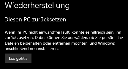 Windows neu kaufen nach Zurücksetzen?