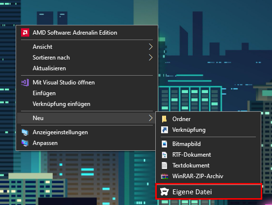 Windows Desktop > Rechtklick > Neu?