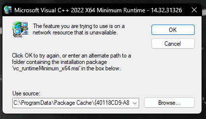 Microsoft Visual C++ 2022 X64 Minimum Runtime?