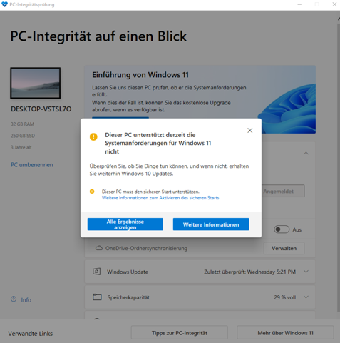 Windows 10 zu Windows 11 Update geht nicht?