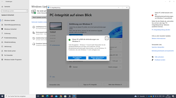 Kann Windows 11 nicht installieren trotz Integrität?