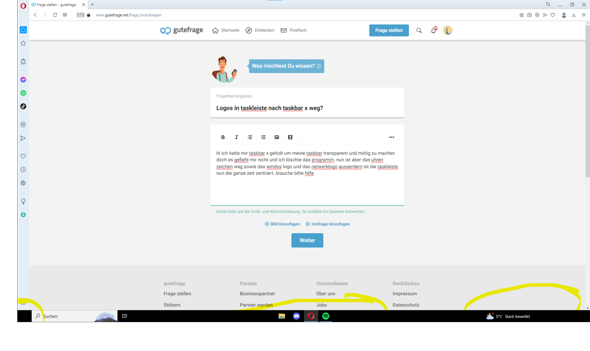 Logos in taskleiste nach taskbar x weg?