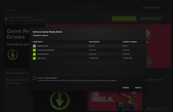 kann nvidia treiber nicht aktualisieren wieso?