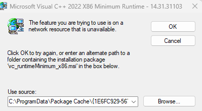 Microsoft Visual C ++ 2022 X64 Minimum Runtime?