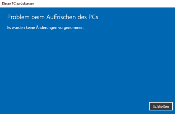 Probleme beim Auffrischen des PCs?