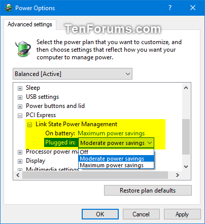 PCI Express power Manager Windows?