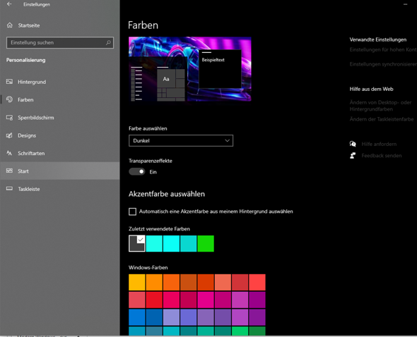 Windows 10 Akzentfarbe wird immer auf grau gestellt?