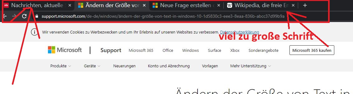 Schriftgröße in Menüleisten viel zu groß