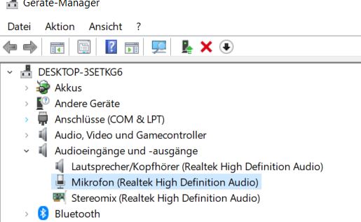 Mikrofon wird nicht erkannt weder Headset noch eingebautes mikro.