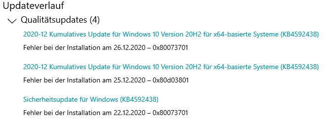 Windows update 2020-12 KB4592438 – Fehler 0x80073701