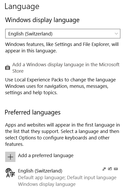 Im Microsoft Store Sprache ändern Win10