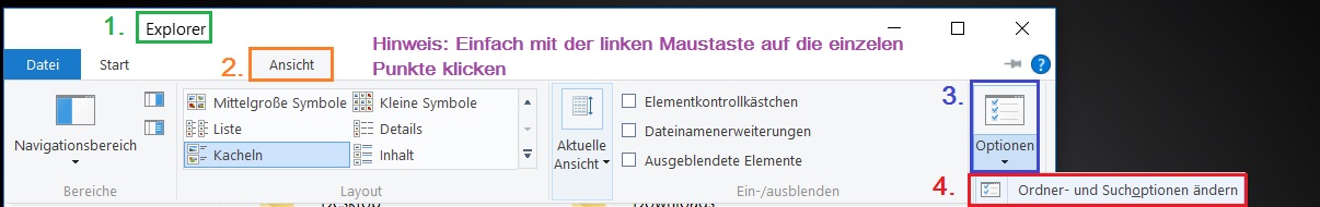 Dateien und Ordner erscheinen unterstrichen