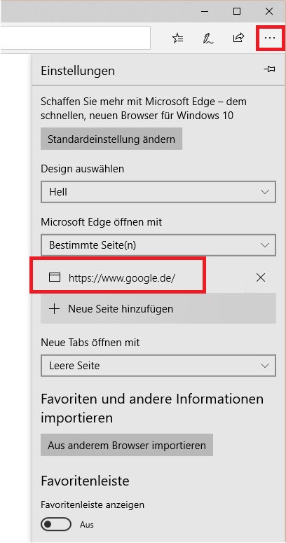 In Microsoft Edge " BING" als Startseite eingerichtet...