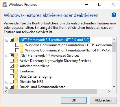 .NET Framework 3.5 lässt sich nicht installiieren. (Windows 10)